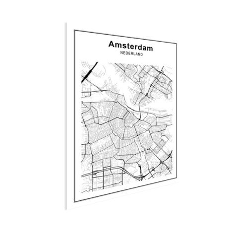 Stadskaart Amsterdam zwart-wit poster