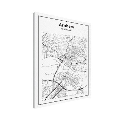 Stadskaart Arnhem zwart-wit canvas