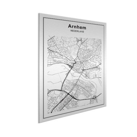 Stadskaart Arnhem zwart-wit aluminium