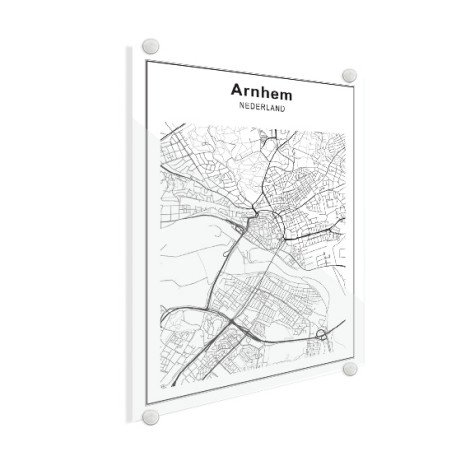 Stadskaart Arnhem zwart-wit plexiglas