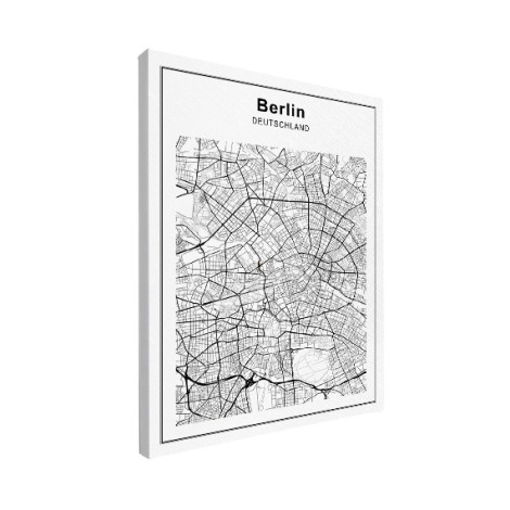 Stadskaart Berlijn zwart-wit canvas