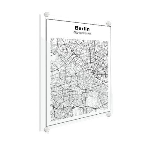 Stadskaart Berlijn zwart-wit plexiglas