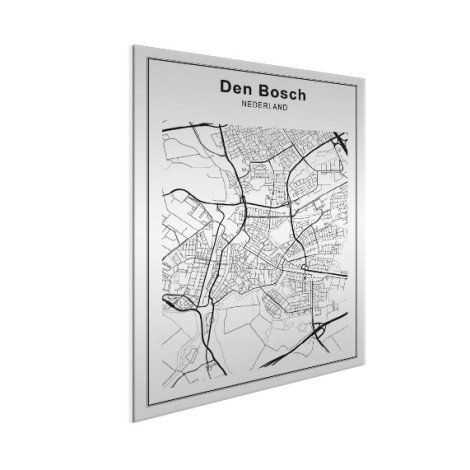 Stadskaart Den Bosch zwart-wit aluminium