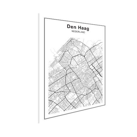 Stadskaart Den Haag zwart-wit poster
