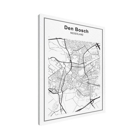 Stadskaart Den Bosch zwart-wit canvas