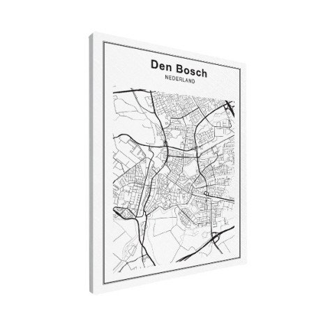 Stadskaart Den Bosch zwart-wit canvas