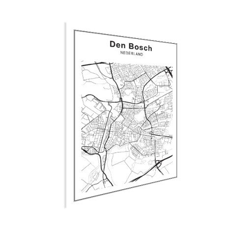Stadskaart Den Bosch zwart-wit poster