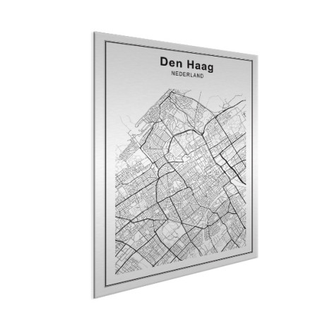 Stadskaart Den Haag zwart-wit aluminium