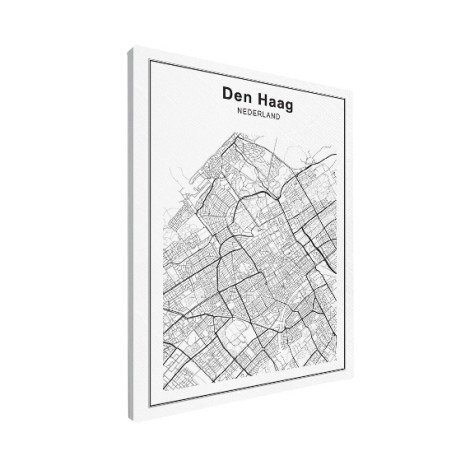 Stadskaart Den Haag zwart-wit canvas