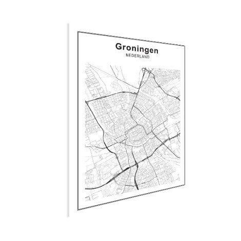 Stadskaart Groningen zwart-wit poster