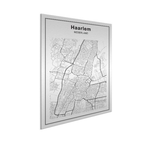 Stadskaart Haarlem zwart-wit aluminium