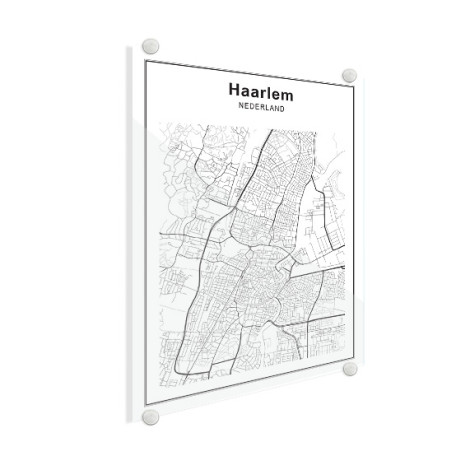 Stadskaart Haarlem zwart-wit plexiglas
