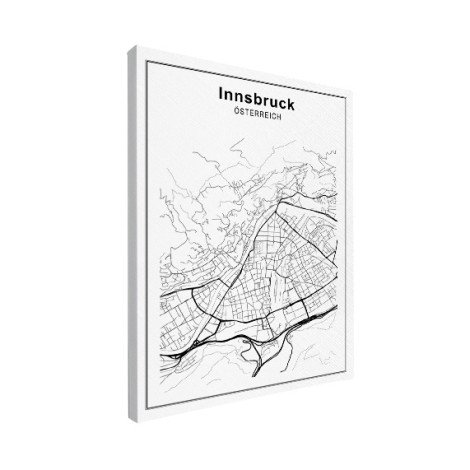 Stadskaart Innsbruck zwart-wit canvas