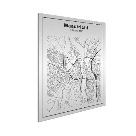 Stadskaart Maastricht zwart-wit aluminium