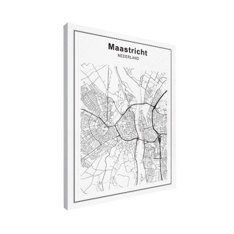 Stadskaart Maastricht zwart-wit canvas