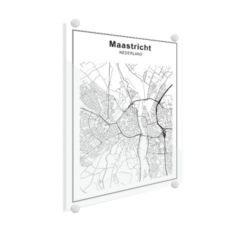Stadskaart Maastricht zwart-wit plexiglas