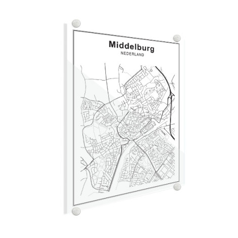 Stadskaart Den Bosch zwart-wit plexiglas