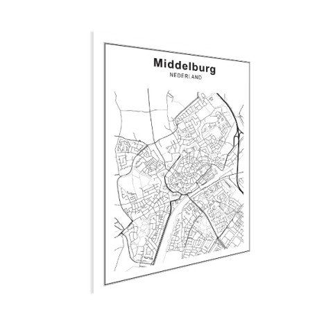 Stadskaart Middelburg zwart-wit poster