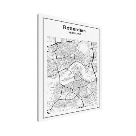 Stadskaart Rotterdam zwart-wit canvas