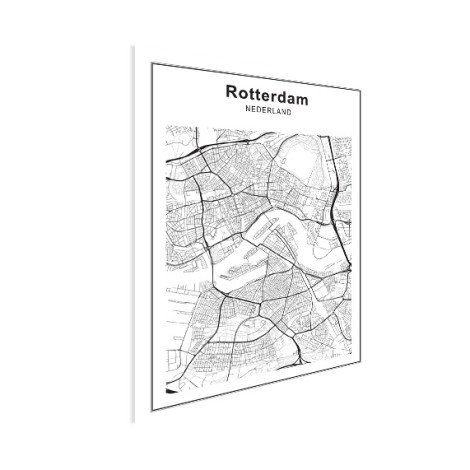 Stadskaart Rotterdam zwart-wit poster
