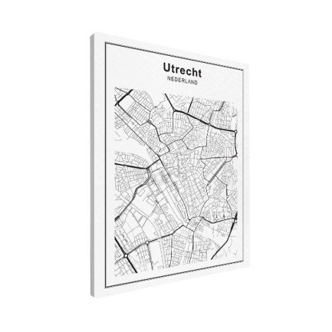 Stadskaart Utrecht zwart-wit canvas