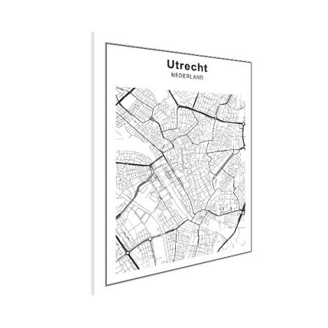 Stadskaart Utrecht zwart-wit poster