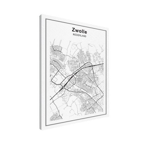 Stadskaart Zwolle zwart-wit canvas
