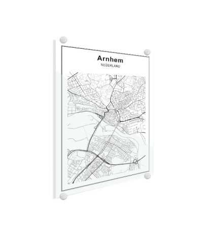 Stadskaart Arnhem zwart-wit plexiglas