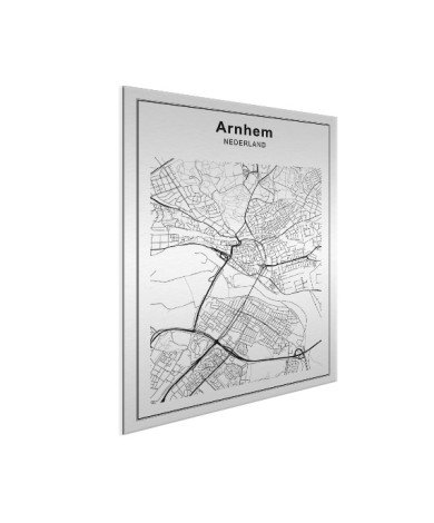 Stadskaart Arnhem zwart-wit aluminium