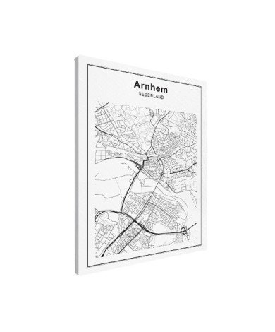 Stadskaart Arnhem zwart-wit canvas