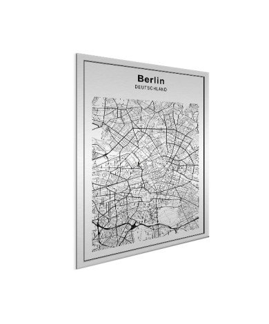 Stadskaart Berlijn zwart-wit aluminium