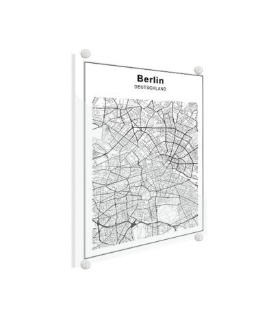 Stadskaart Berlijn zwart-wit plexiglas