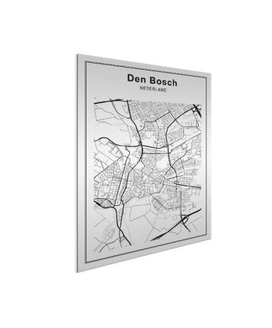 Stadskaart Den Bosch zwart-wit aluminium