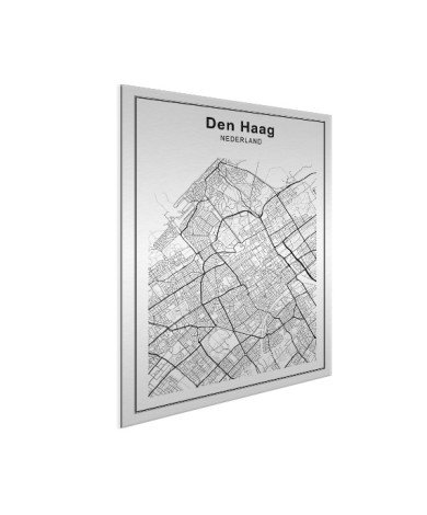 Stadskaart Den Haag zwart-wit aluminium