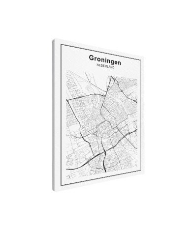 Stadskaart Groningen zwart-wit canvas