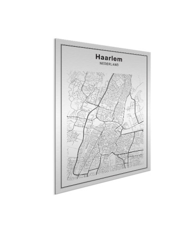 Stadskaart Haarlem zwart-wit aluminium