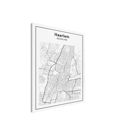 Stadskaart Haarlem zwart-wit canvas