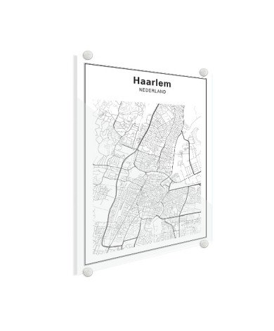 Stadskaart Haarlem zwart-wit plexiglas
