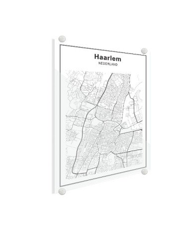 Stadskaart Middelburg zwart-wit plexiglas
