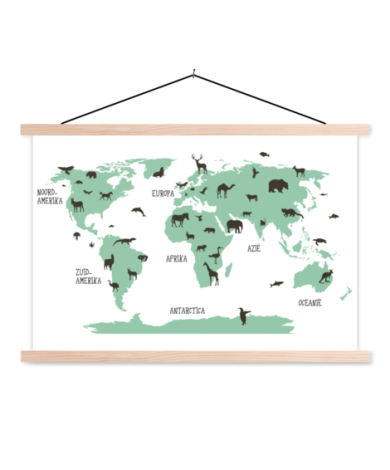 Dieren groen schoolplaat