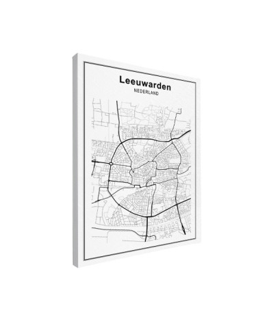 Stadskaart Leeuwarden zwart-wit canvas
