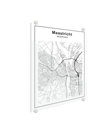 Stadskaart Maastricht zwart-wit plexiglas