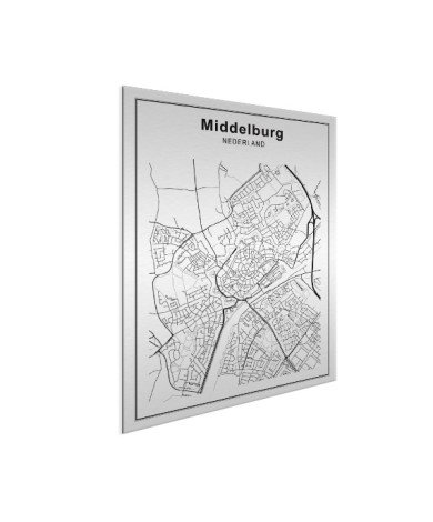 Stadskaart Middelburg zwart-wit aluminium