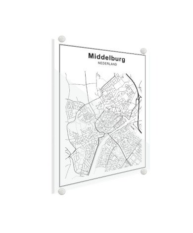 Stadskaart Den Bosch zwart-wit plexiglas