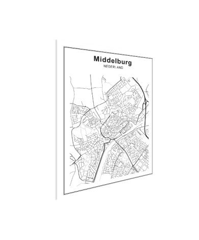 Stadskaart Middelburg zwart-wit poster
