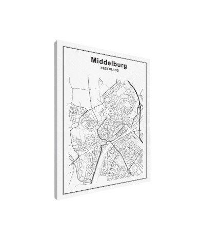 Stadskaart Middelburg zwart-wit-canvas