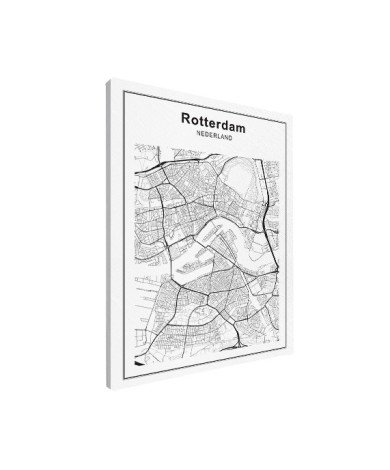 Stadskaart Rotterdam zwart-wit canvas