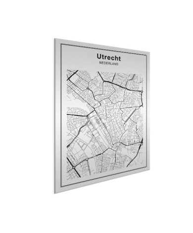 Stadskaart Utrecht zwart-wit aluminium