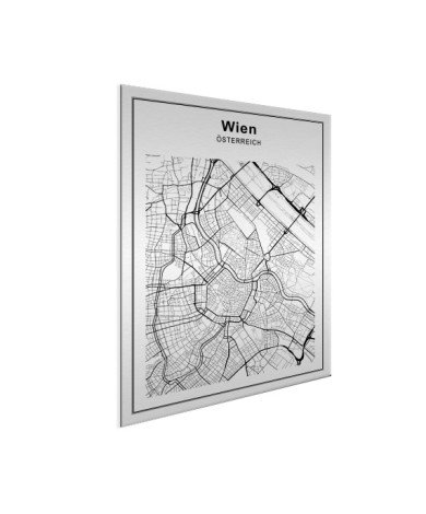 Stadskaart Wenen zwart-wit aluminium