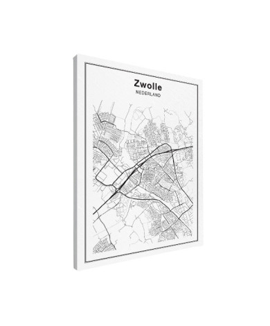 Stadskaart Zwolle zwart-wit canvas